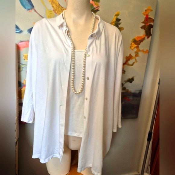 Eileen Fisher Cream Textured Fabric - Picture 1 of 10